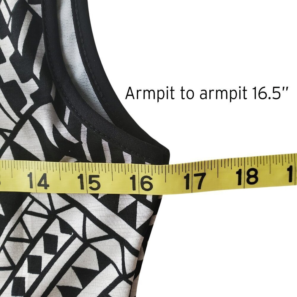 60s Mod Print Retro Nina Ricci Style Sleeveless Dress Black & White Shift Dress - Picture 11 of 16